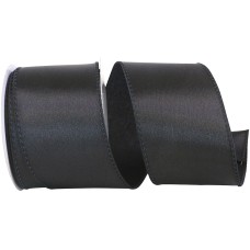 2.5 Inch Black Satin Ribbon With Wired Edges, 10 Yard Spool (1 Spool) SALE ITEM